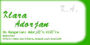 klara adorjan business card